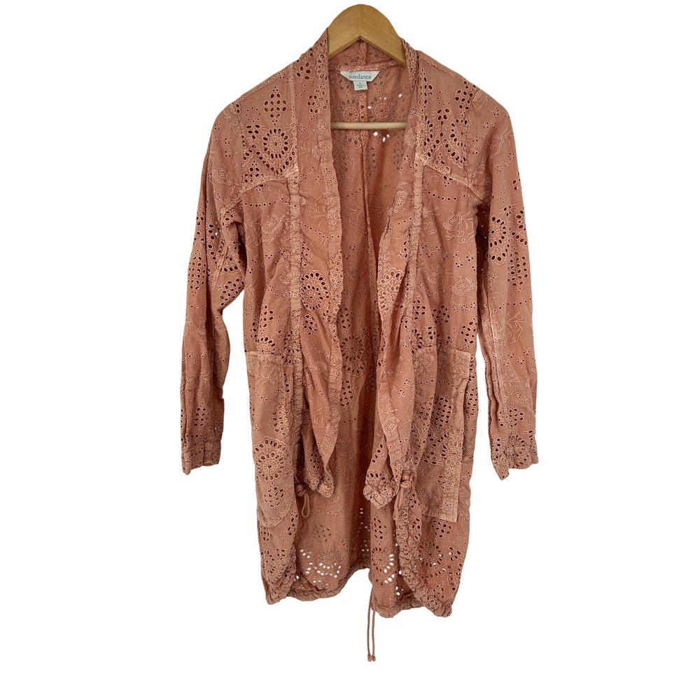 Sundance Moonlight jacket cardigan eyelet‎ lace small terracotta pink
